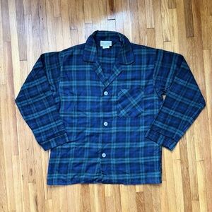 Oscar de la Renta Vintage Plaid Flannel Pajama Shirt Men’s B-Medium Green Blue
